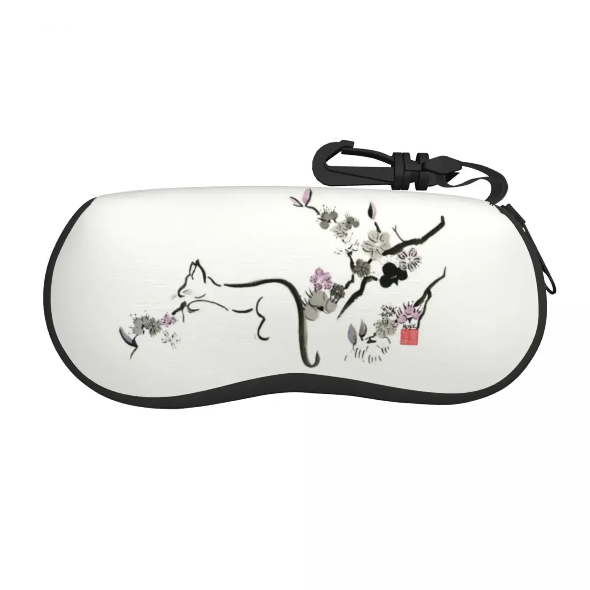 

Cat In Cherry Blossom Tree Sunglasses Soft Case Neoprene Zipper Kitten Shell Eyeglass Case Custom Protective Box For Glasses