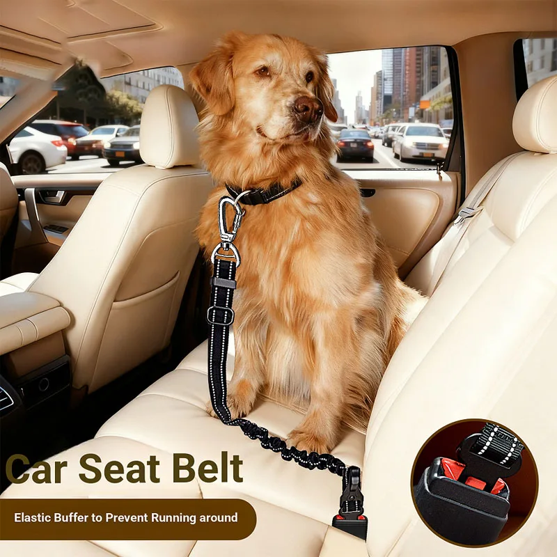

Pet cat dog car seat, pet safety towing rope, adjustable high elasticity dog seat belt