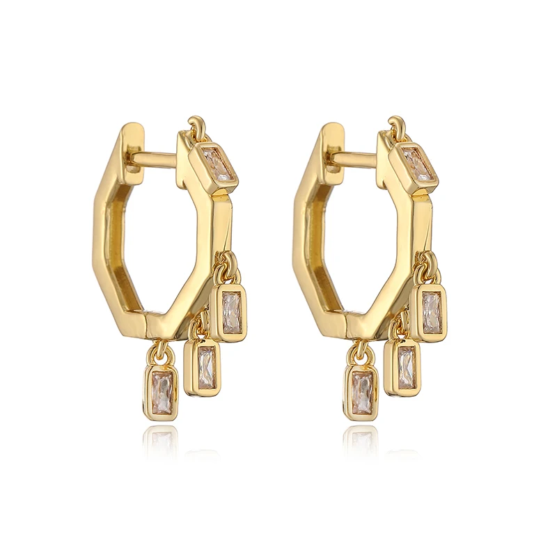 HECHENG,CZ crystal small hoop earring for women gold color rainbow Round/rectangle hoop earring Jewelry