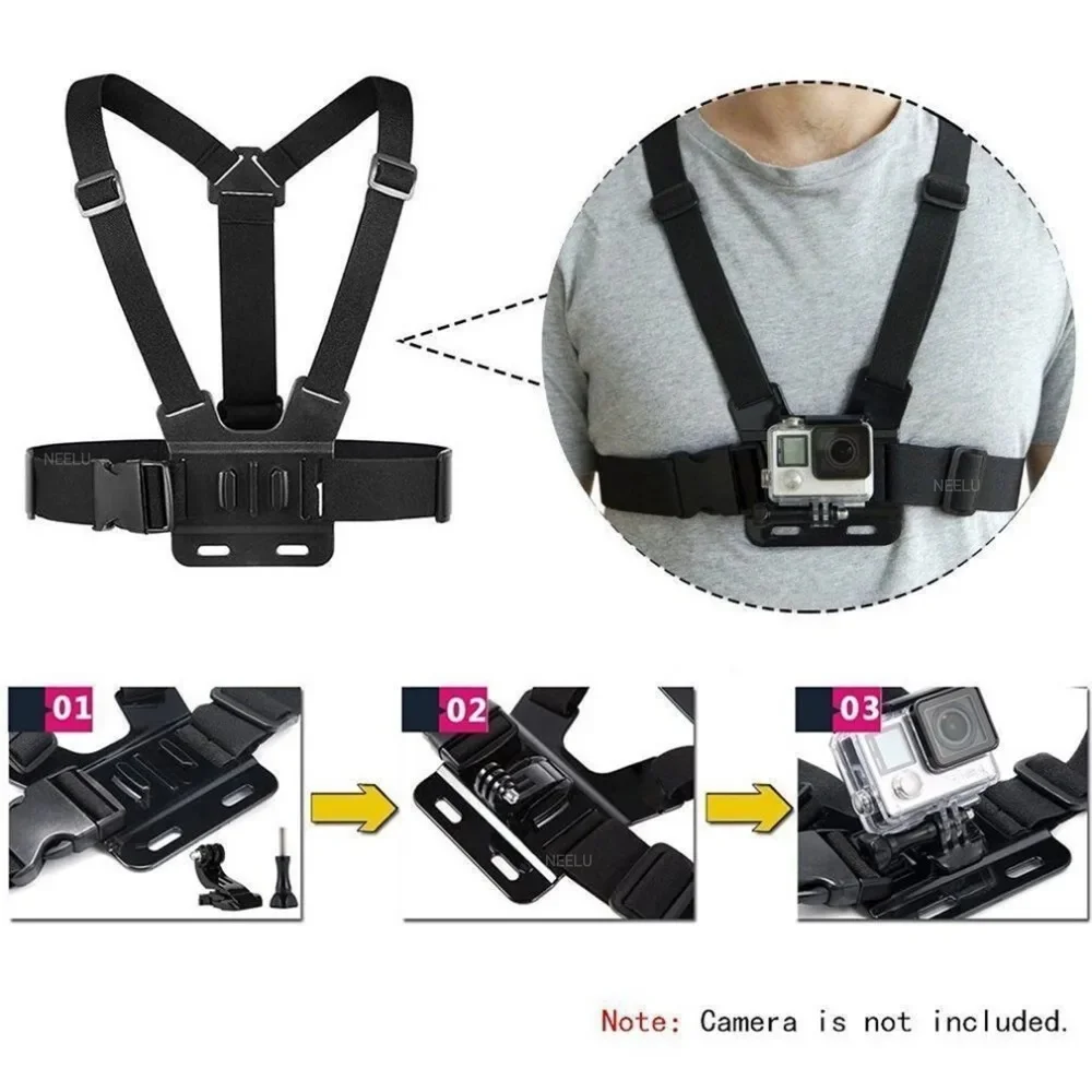 Chest Belt Head Strap Mount Action camera  for GoPro Hero 12 11 10 9 8 Eken H9 Sjcam Insta360 DJI Osmo Action Camera Accessories