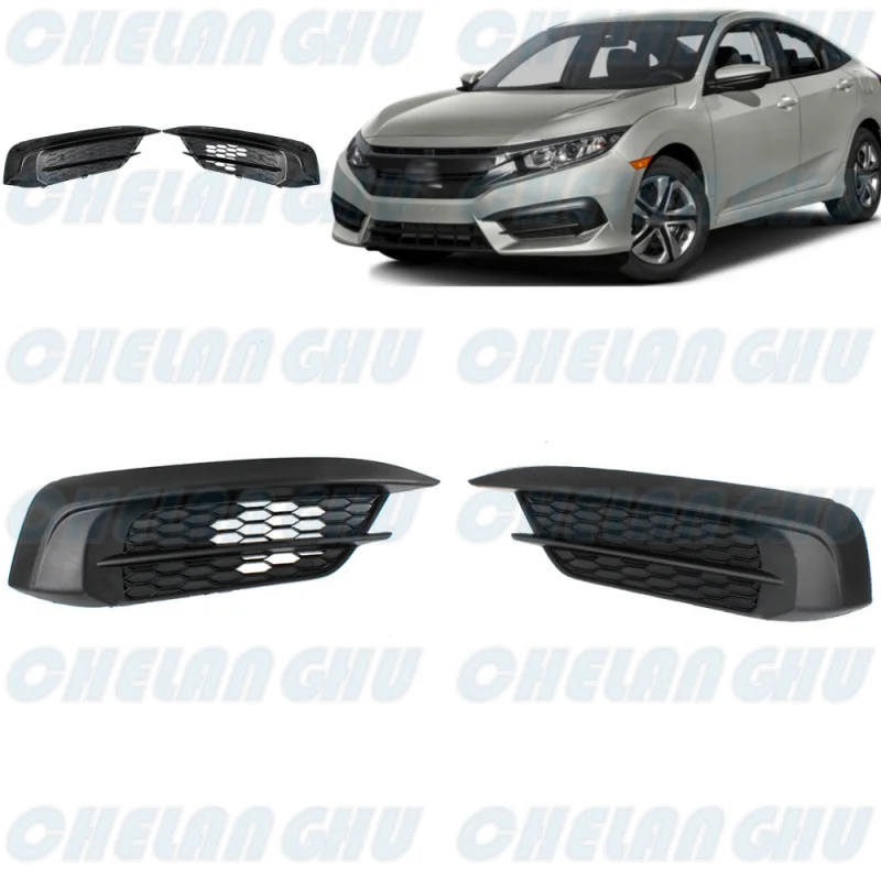 For Honda 10th Civic FC1 Sedan / Coupe 2016 2017 2018 1 Pair Fog lamp frame Front Bumper Fog Lamp Light Grille Cover