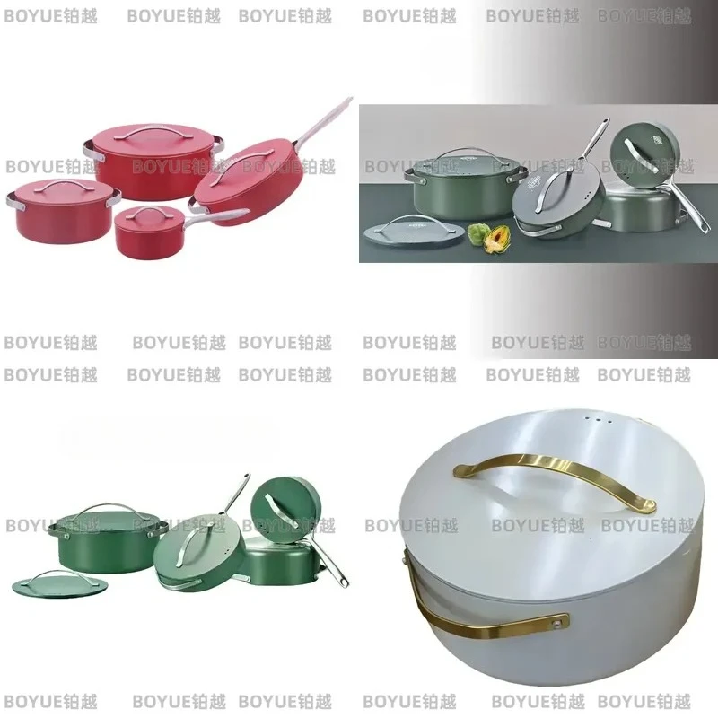 8 Piece Nonstick Cookware Set Maifan Stone Soup Pot Wok Frying Pan Kitchen Cooking Pots Gift for Home