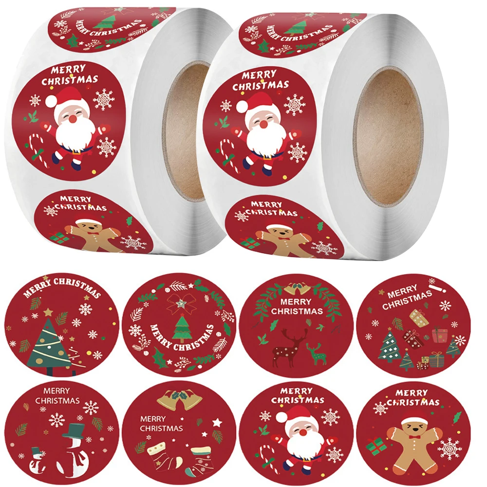 500Pcs Merry Christmas Stickers Christmas Theme Seal Labels Stickers For DIY Gift Baking Package Envelope Stationery Decor 2025