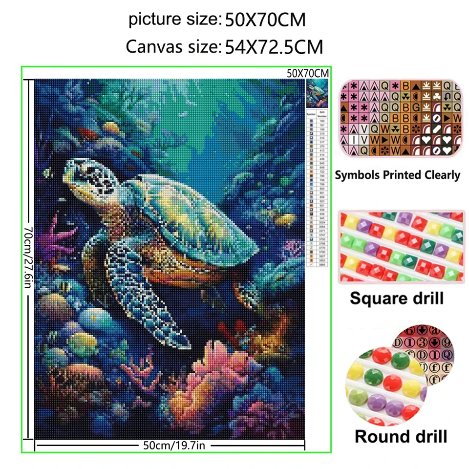 Diamond Painting New 2025 Stunning Sea Animals Fish Turtle Shark Full Diamonds Mosaic 5D DIY Embroidery Rhinestone Home Decor