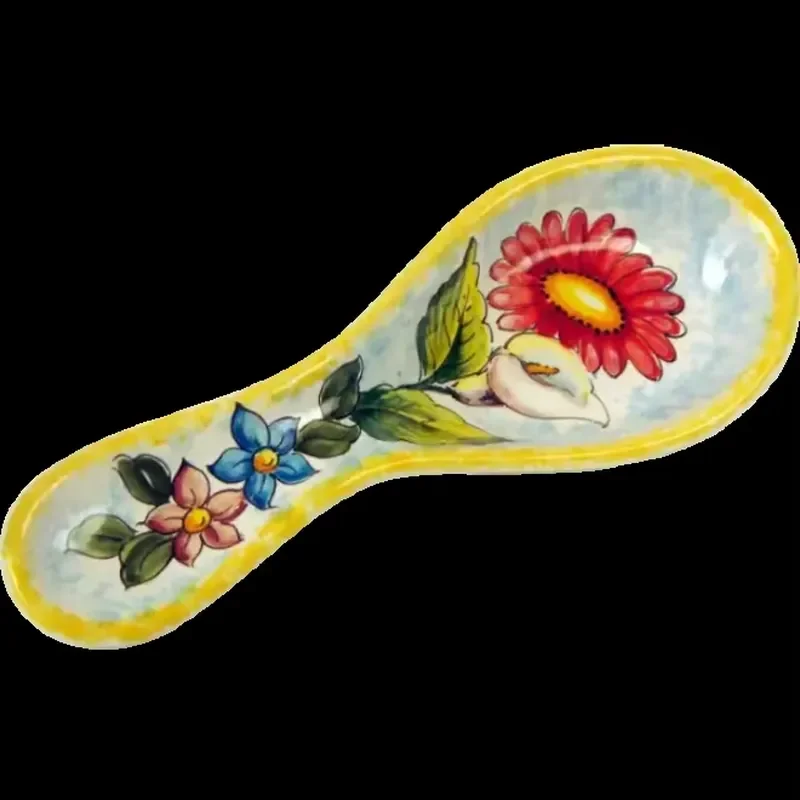 Handmade Ceramic Spoon Rest 28cm Italian Style Kitchen Pottery Utensil Holder High Quality Tableware Accessories for Home
