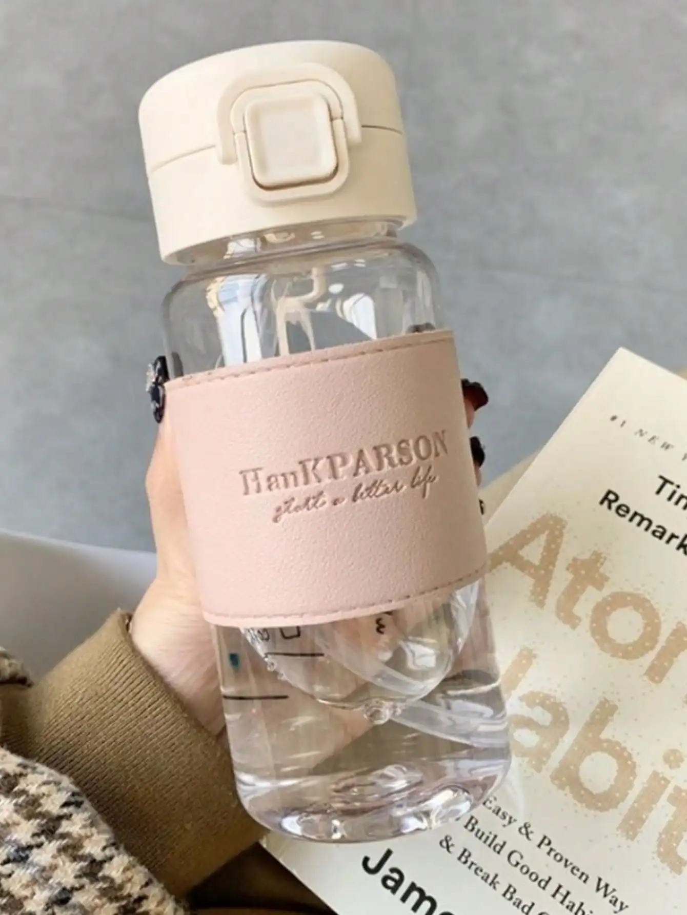 كوب بقشة كذاب لمشاهير الإنترنت عالي المظهر مع غطاء جلدي، كوب بلاستيكي مقاوم للحرارة، هدية للأزواج، ماء