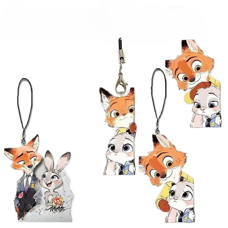 

4styles Zootopia 2 Anime Peripherals Couple's Phone Hanging God Nick Fox Accessory Judy Rabbit Keyhcain Snake Gary Toys Gifts