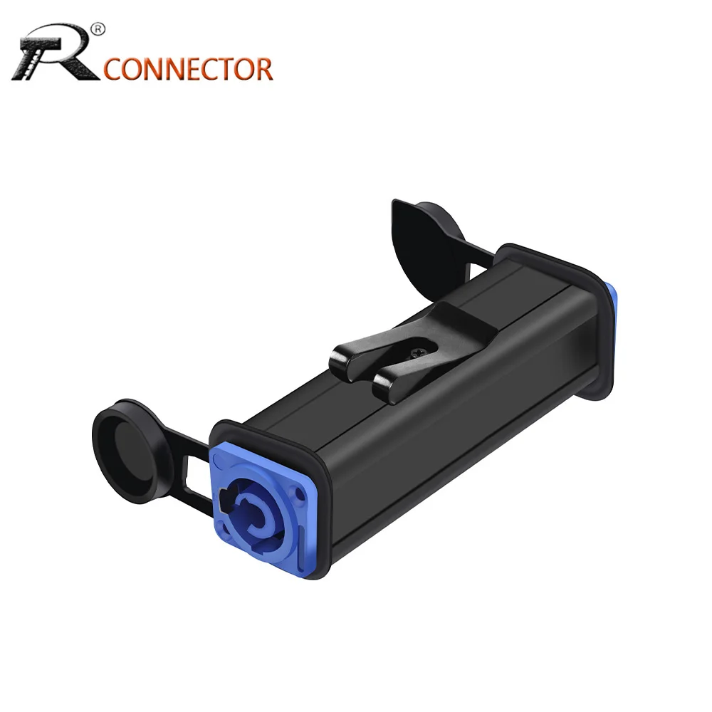 1pc New Arrival 90mm Aluminium Case LED PowerCon AC Coupler Extender Connector 3Pins Speakon Panel Mount Straight Adapter