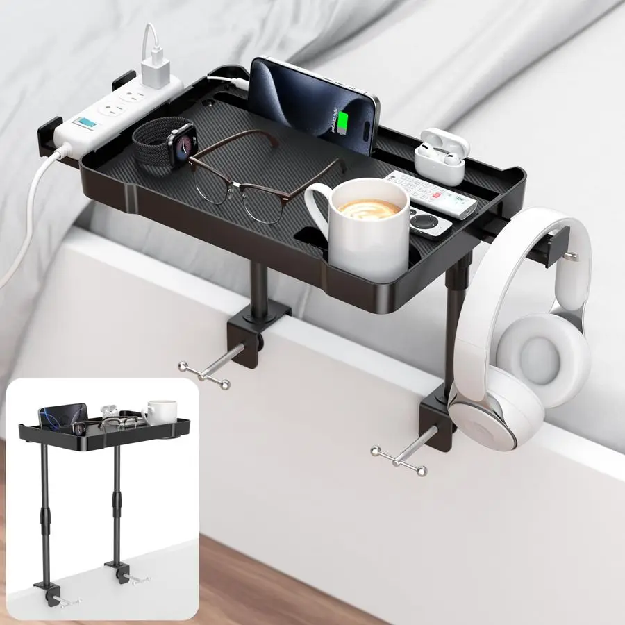 

Прикроватная полка-органайзер для двухъярусной кровати с регулируемой высотой, аксессуар для верхней койки, прикроватный столик с подстаканником, крепится к кровати