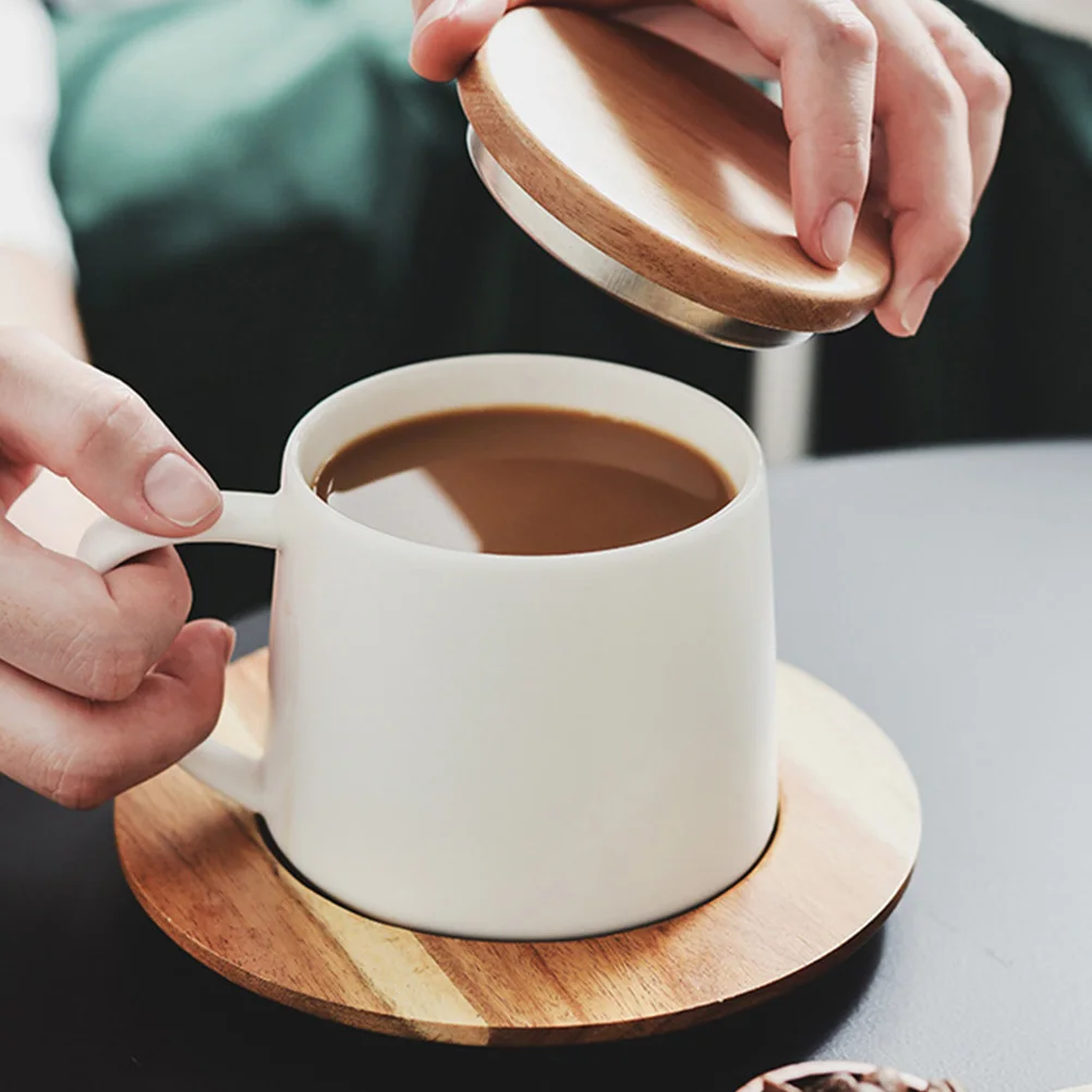 

Coffee Cup with Lid Ceramic Tea Tumbler Mug Handle Breakfast Decorative China Mugs