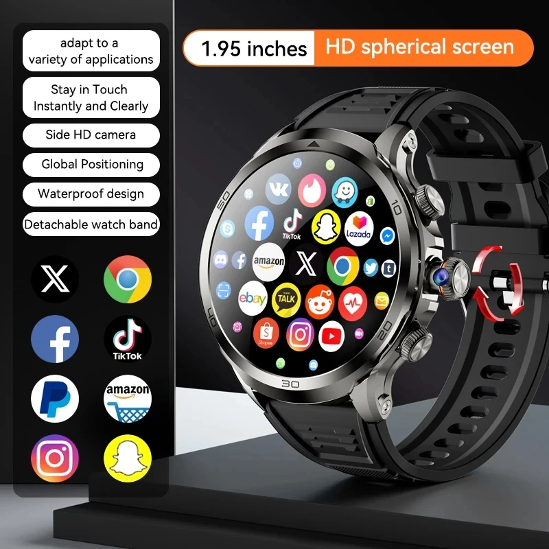 

New Smart Watch 5G LTE 190° Rotary Camera insert Sim Card Google Play Store App Download GPS WIFI Heart Rate Android Smartwatch