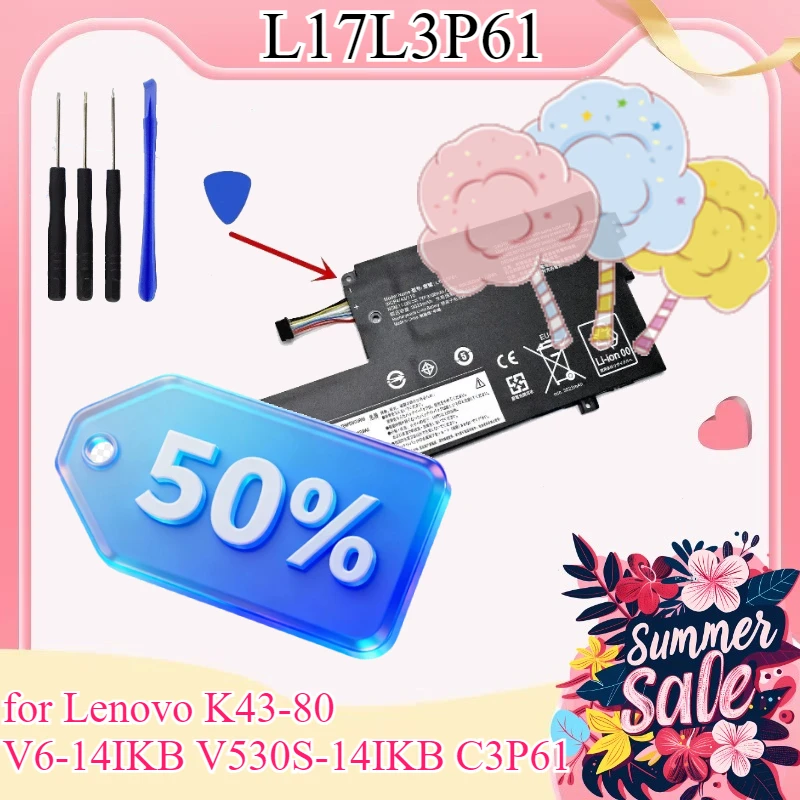 

Аккумулятор для ноутбука L17L3P61 11.58V 36Wh для Lenovo K43-80 V6-14IKB V530S-14IKB C3P61