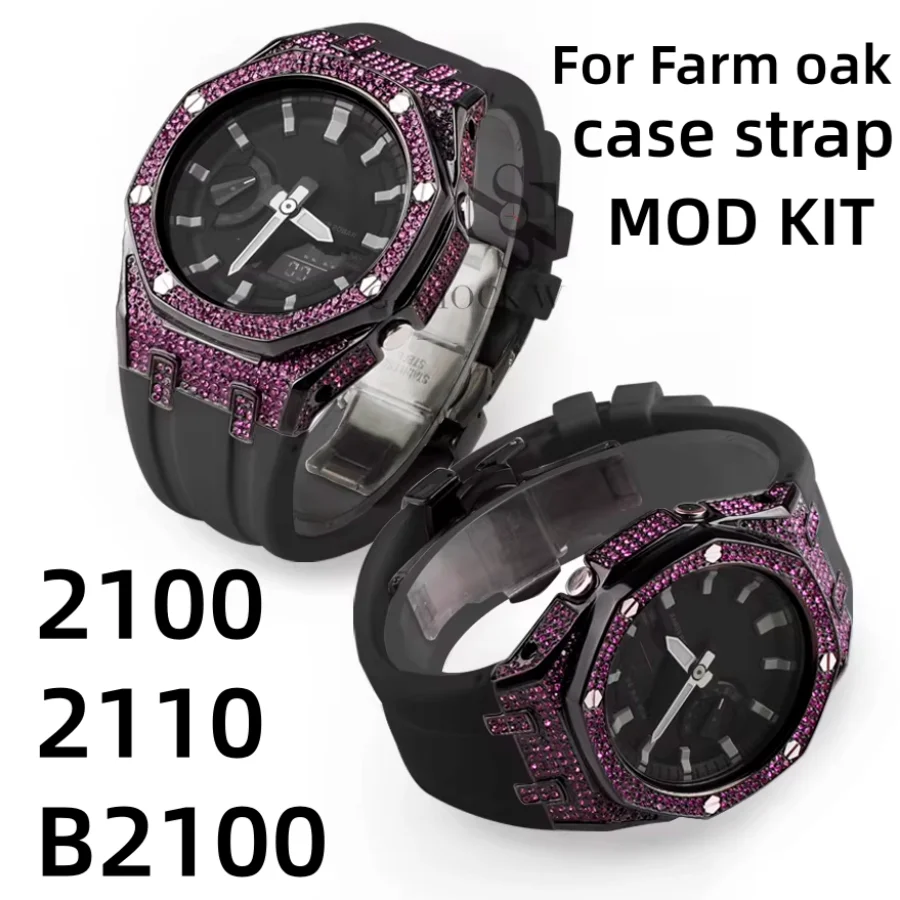 GA2100 GMA-S2100 Mod kit For Casio G-SHOCK GA-2100 GA2110 GA-B2100 Modification Upgrade Stainless steel case Rubber Watch Strap
