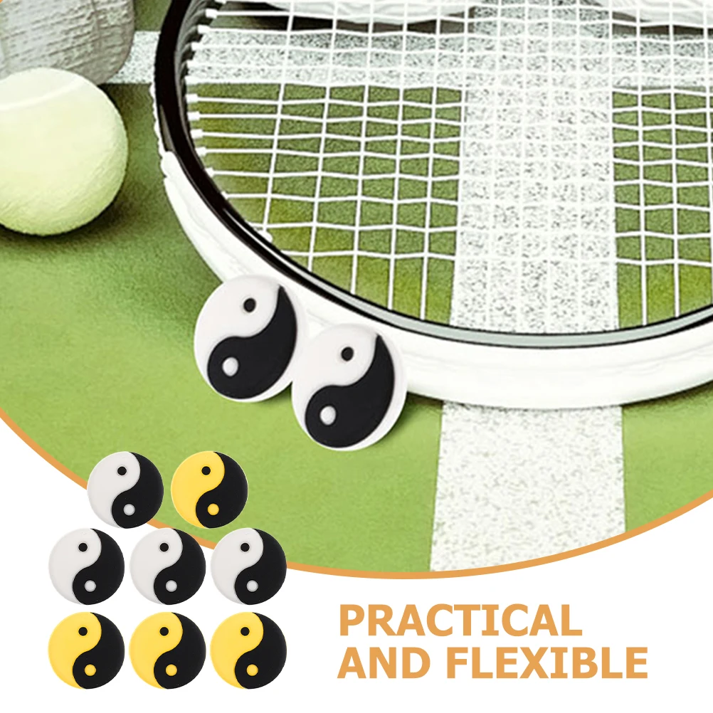 

8pcs Tennis Shock Absorber Silicone Racket Dampener Vibration Dampeners White Yellow Accessories for Racket Tennis