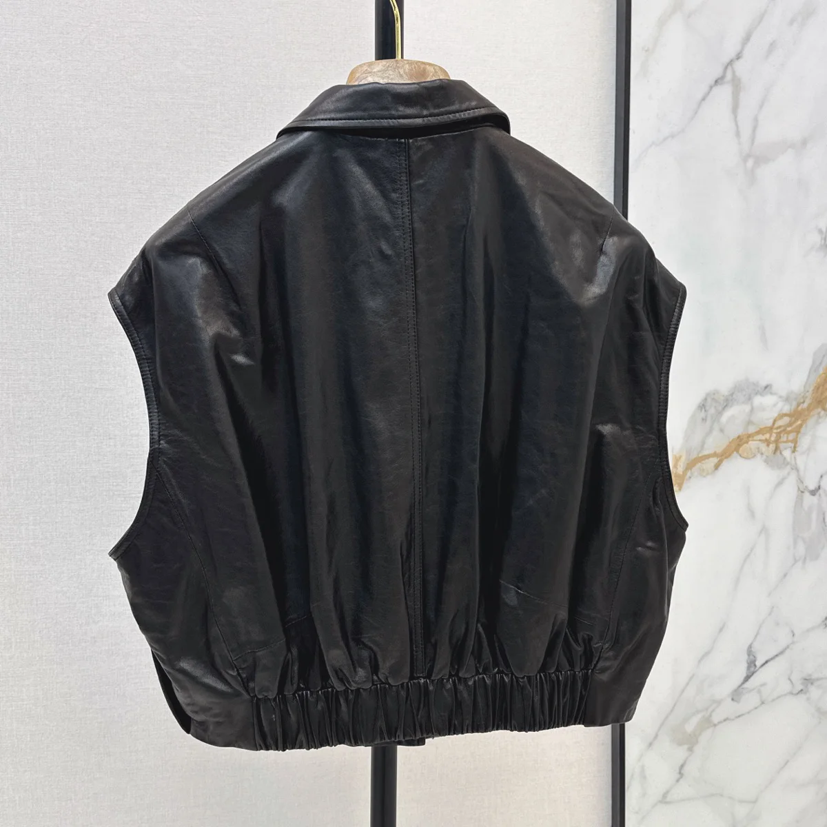 High Quality Women Lapel Sleeveless Vest Cropped Elastic Hem Button Pocket Casual Outerwear Gilet lyt28728122
