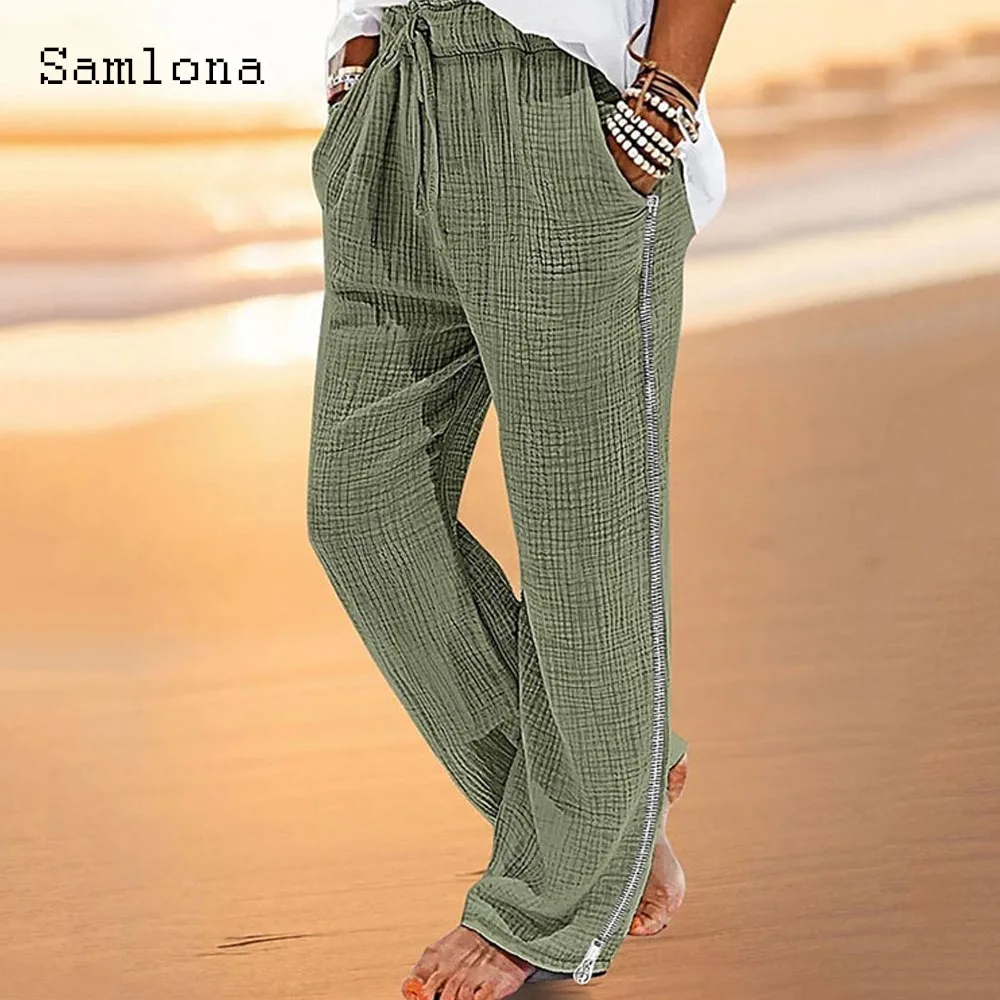 Men's Stand Pocket Casual Linen Pants Loose Elastic Waist Trousers Plus Size 5xl Mens Fashion Leisure Straight Leg Sweatpants