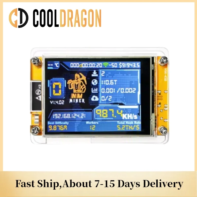Bitcoin Solo Lottery NMMiner Hashrate 980KH/s Lucky Miner nerdminer nerd 2.8 inch Smart Display Crypto ESP32-2432S028R DROOM