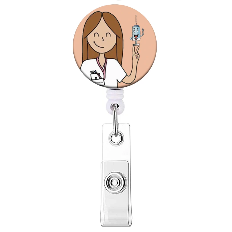 1PC Krankenhaus Krankenschwester Versenkbare Abzeichen Clip Arzt ID Karte Halter Reel für Namensschild Abzeichen Halter Bürobedarf Schnalle – Detail 35