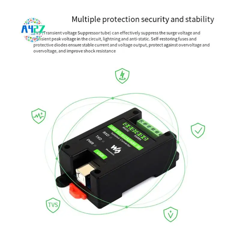 

A42Z-Waveshare Din-рейка USB в RS232/485 Изолированный преобразователь промышленного класса FT232RNL Поддержка настенного крепления и крепления на рейке