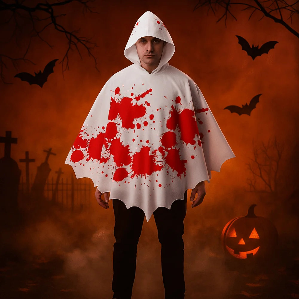 Panno creativo Scheletro Mantello Goth Con cappuccio Puntelli di Halloween Costume Cosplay Prestazioni Teschio Ossa Mantello Carnevale