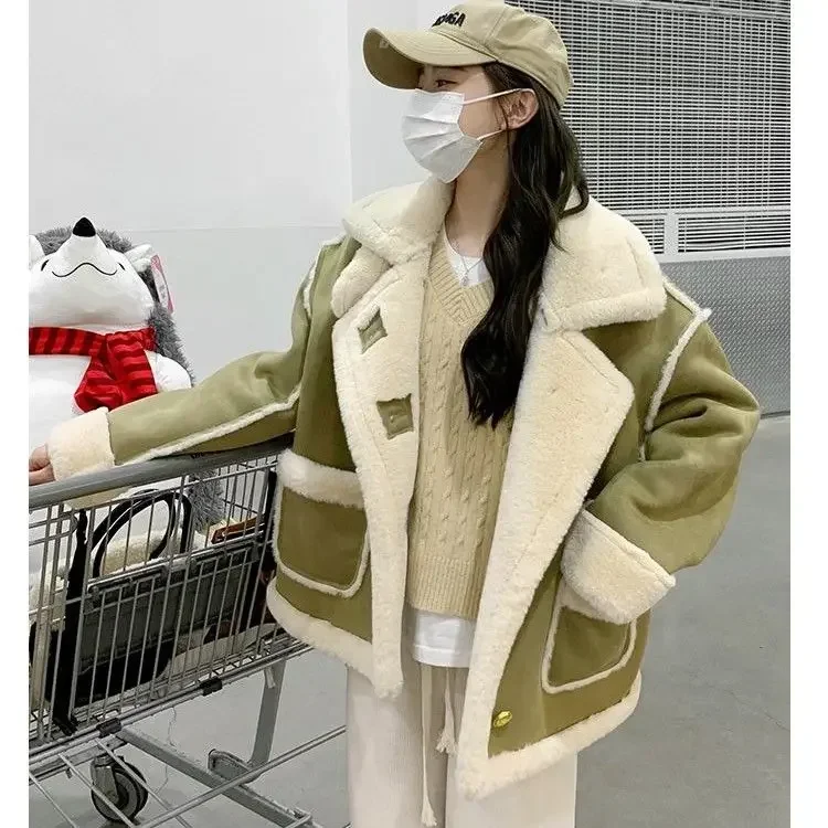 Popular Lamb Wool Coat for Women\'s 2023 Winter Korean New Small Thickened Short Fur One Piece Coat Winter Jacket Women