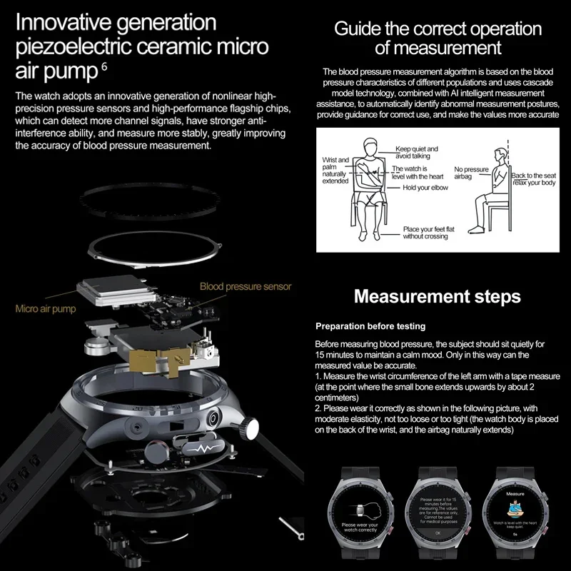 2025New التمريض الصف مضخة هواء وسادة هوائية SmartWatches الرجال قياس دقيق حمض اليوريك ضغط الدم ECG الصحة NFC الرياضة SmartWatch