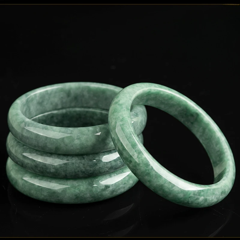 

Inner Diameter 54mm-62mm Natural A-grade Jade Bean Green Bangle Ice Jadeite Stone Jewelry Women's Handicraft Wholesale Drop Ship