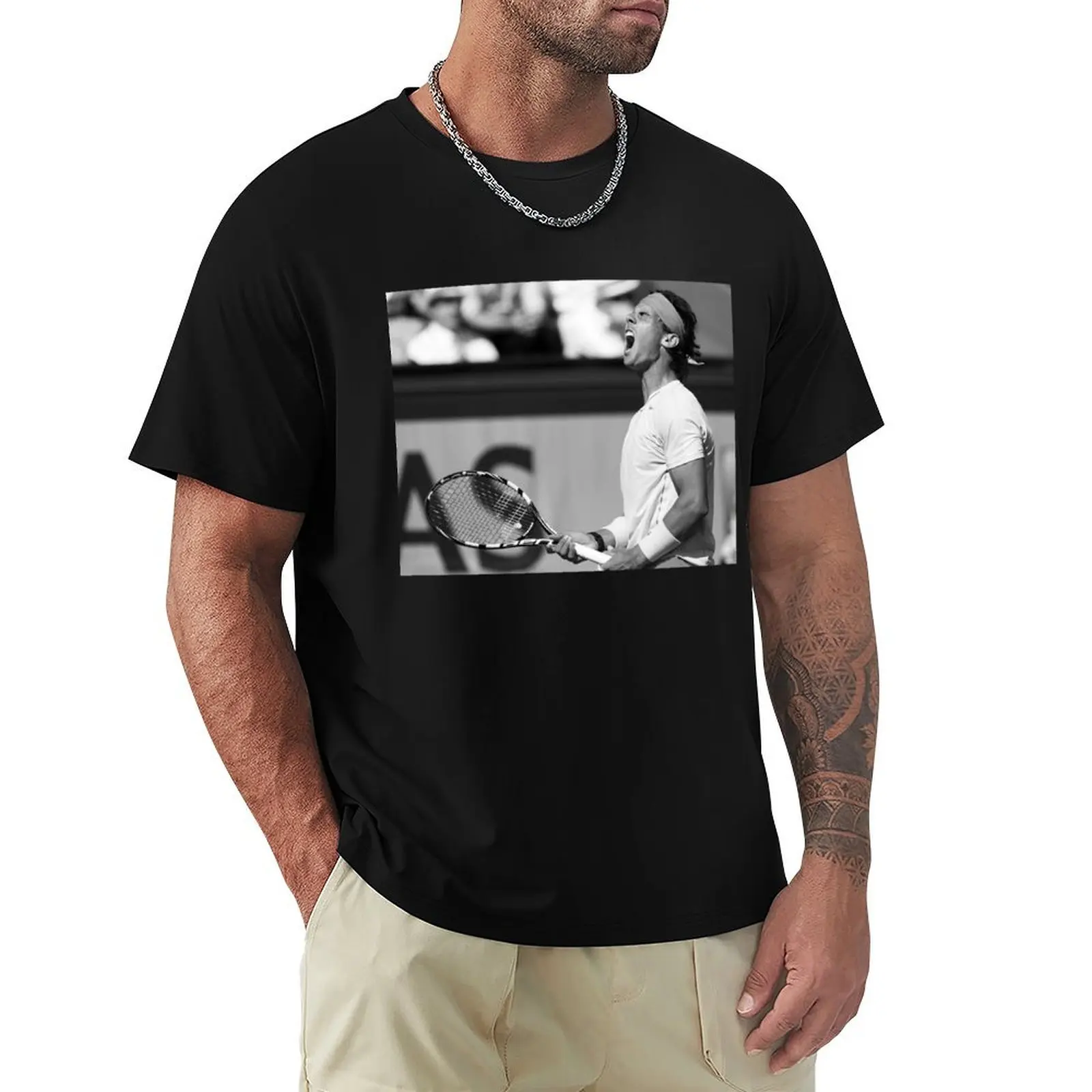 

Rafael Nadal Black White T-Shirt fashion shirts summer 2025 clothing for men