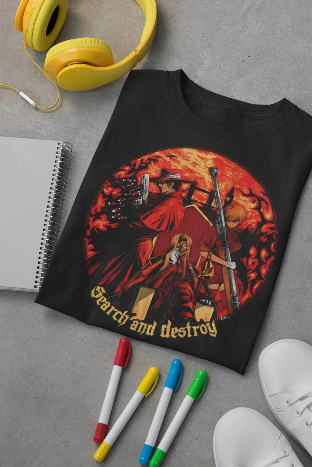 

Unisex Hellsing Ultimate Search and Destroy Anime T-Shirt, Manga Waifu Shirt