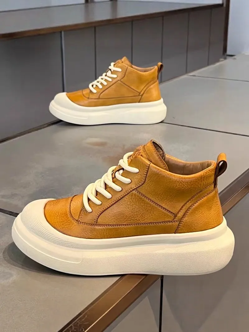

Men's High-Top Casual Shoes 2026 New Summer Thick Bottom Heightening Sports Board Shoes Retro Versatile Youth Fashion Single ...