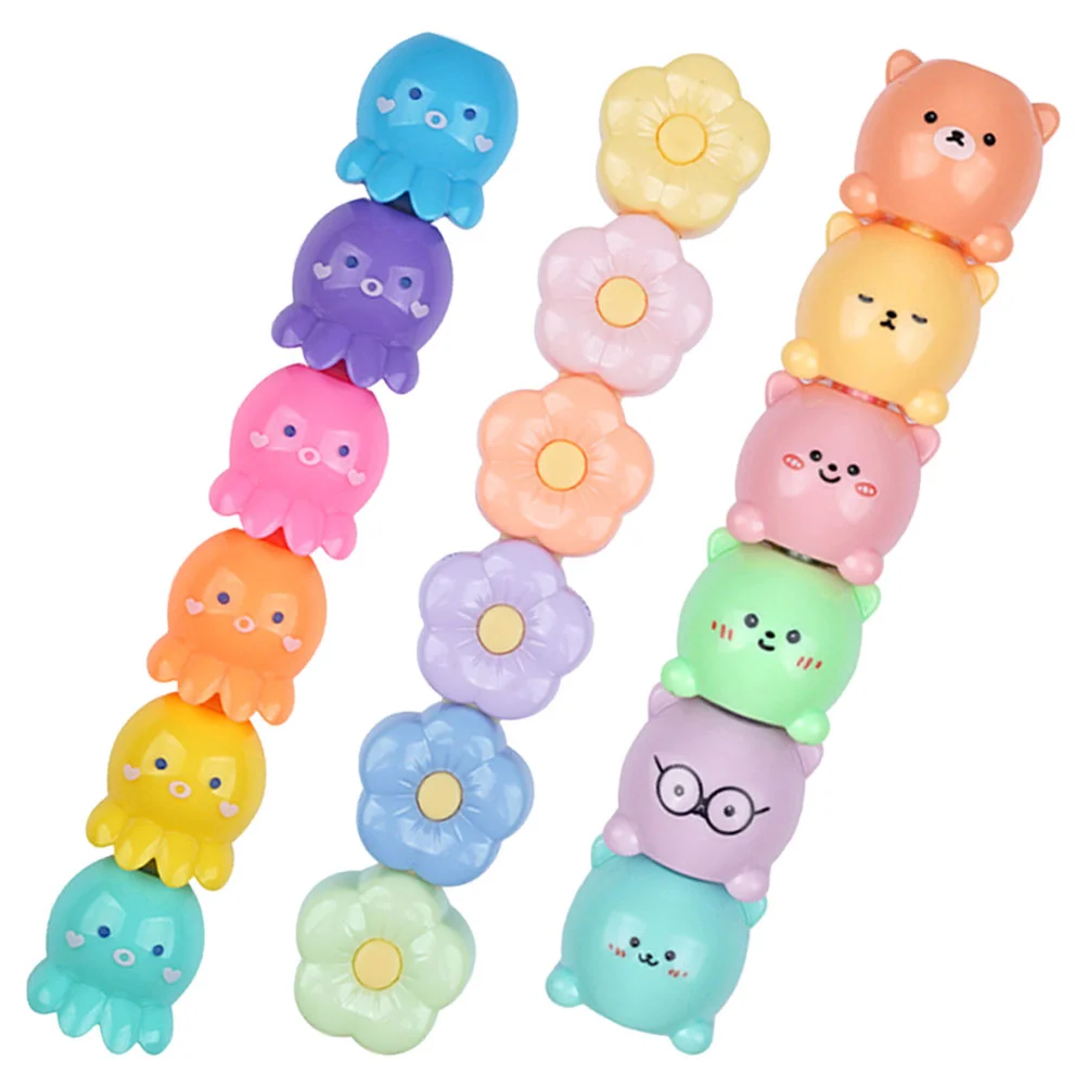 

3 Sets Cartoon Highlighter Marking Pen Love Cute Highlighters Assorted Colors Plastic Adorable