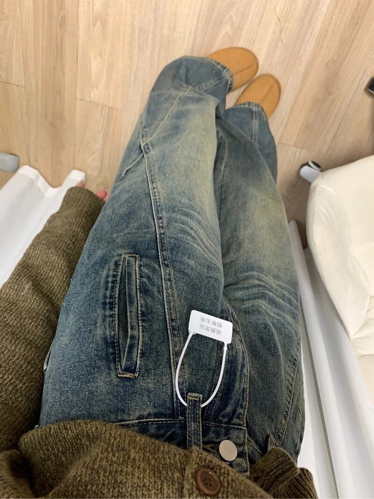 Waed Vintage High Waist Straight Leg Jeans Women's Spring Autumn New Design Slimming Wide Leg Pants High Waist Jeans