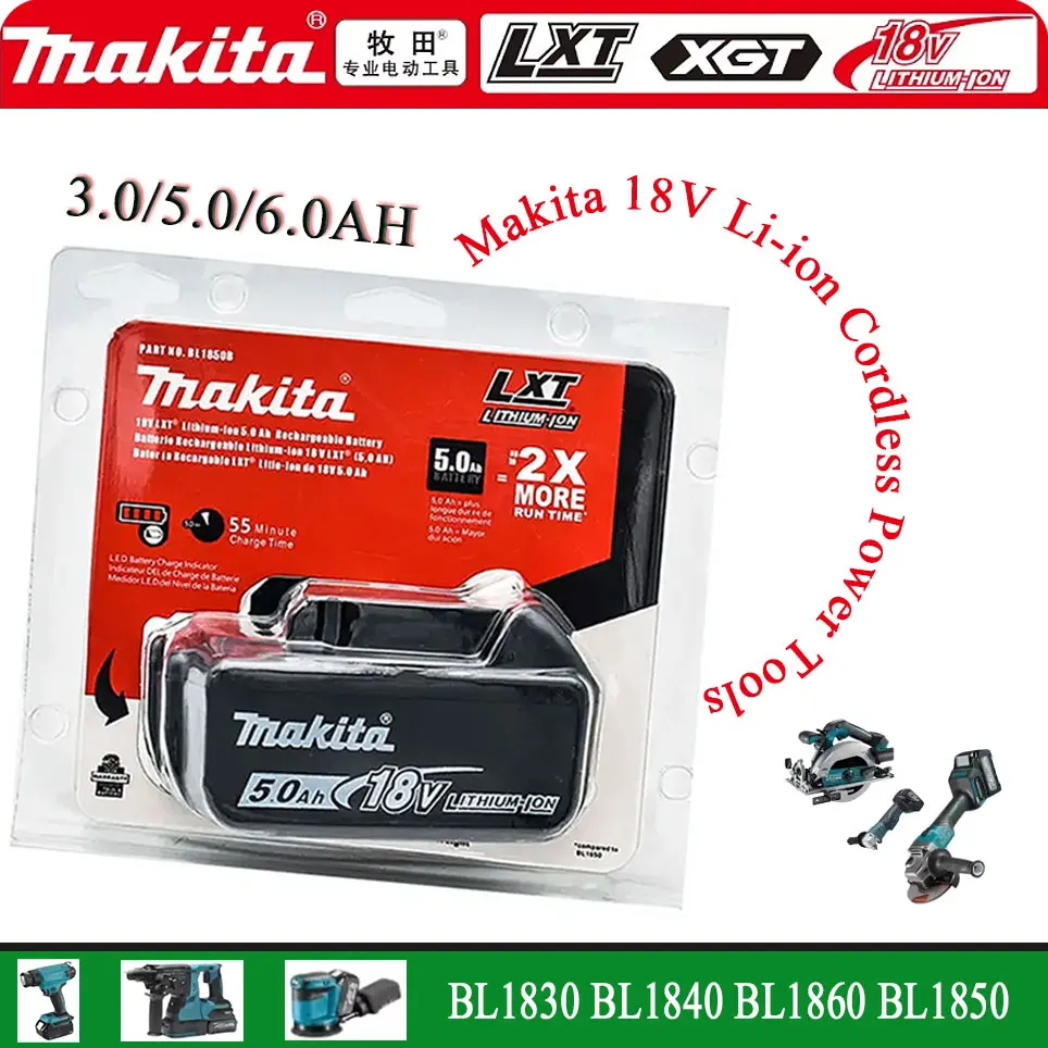 

Genuine makita 18v battery 5.0Ah With Charger BL1860 Rechargeable Lithium Ion for makita 18v battery BL1850 BL1880 BL1860B