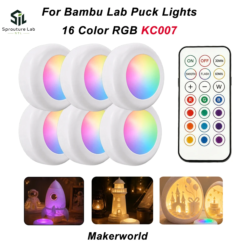 �y�Z�[�����zBambu Lab Puck Lights �����[�gRGBW Bambu Lab KC007 3D�v�����^�[ ���C�����X 16�F �ی^LED�����v�L�b�g �^�C�}�[�t�������\LED