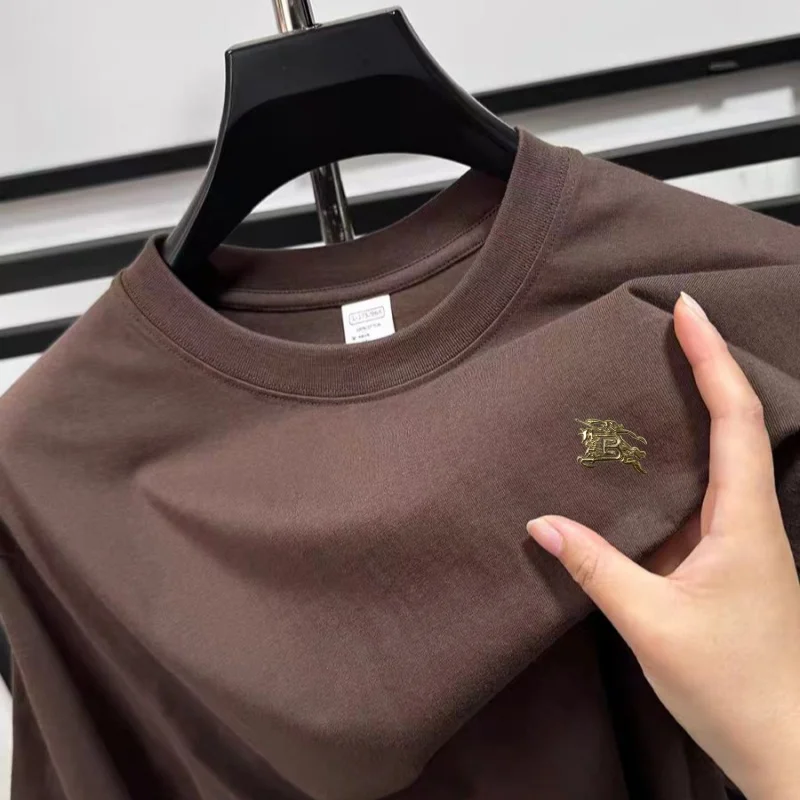 100 القطن الصيف جديد الرجال س الرقبة تي شيرتات قصيرة الاكمام العلامة التجارية الأصلية رائعة الصدر شعار طباعة تصميم عادية تنوعا الرجالية