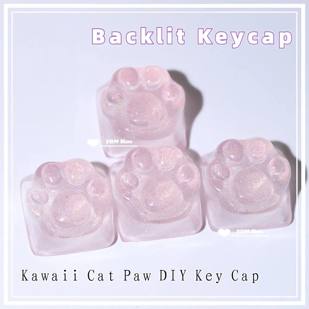 

Cute Games Backlit Keycap Kawaii Cat Paw DIY Key Cap Girl For Mechanical Keyboard Transparent Crystal Esc Keycap Cherry MX Axis