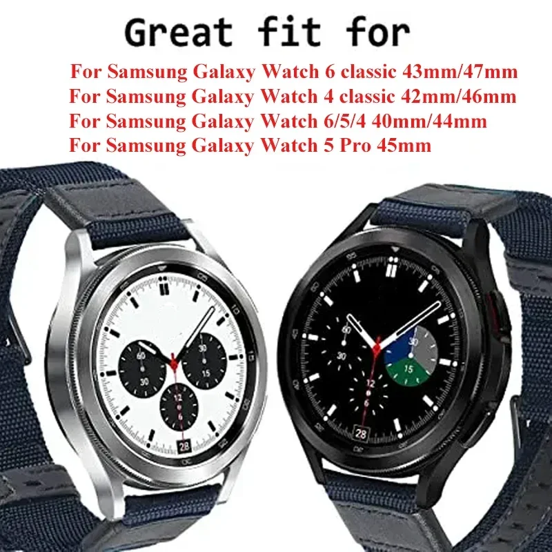 20mm 22mm Nylon Strap for Samsung Galaxy Watch 6 5 4 40mm 44mm 6 Classic 43mm 47mm Replacement Fabric Band for HUAWEI Watch GT3