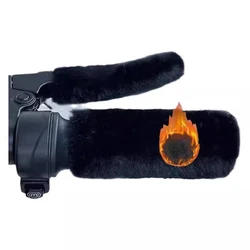 Juego de guantes de agarre de felpa para motocicleta, cubierta de mango grueso y cálido para invierno, cubiertas universales para Scooters, Warme de mano