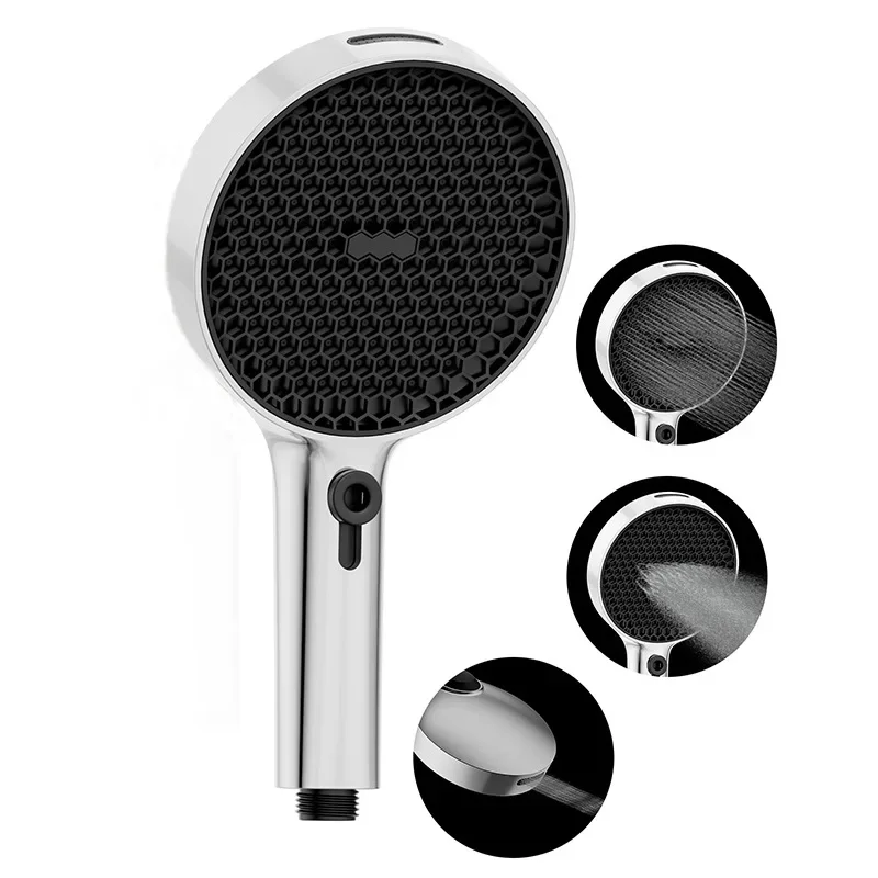 4-speed handheld shower head with spray gun, stepless speed adjustment, 5-inch high-pressure large panel shower nozzle