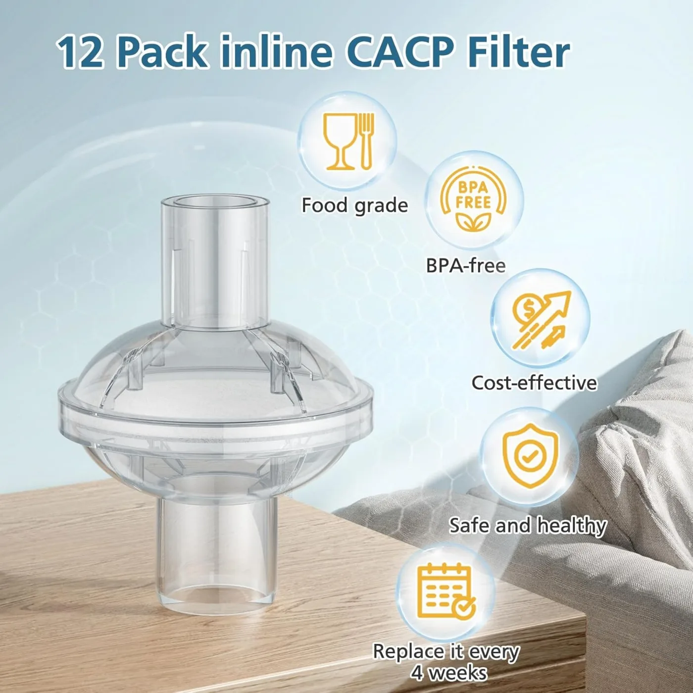 Filters for Cpap Machine-12 Pcs Cpap Filters fit Inline Filters Compatible with Resmed and Any Machine Size 22mm,25mm Cpap Tube
