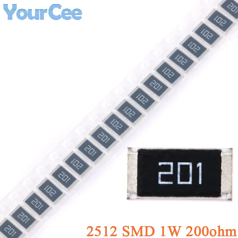 100pcs/50pcs 200ohm 2512 Chip Resistor 1W 200 ohm 200R SMD Resistance 201 5% DIY Kit