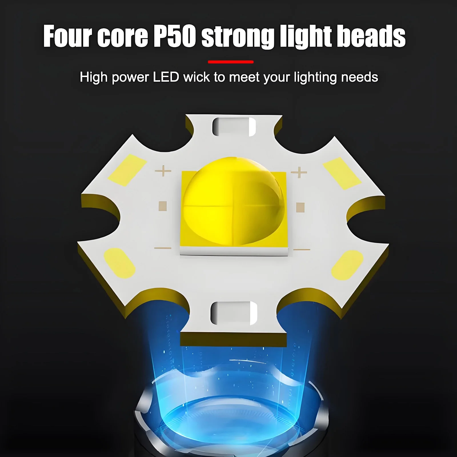 Aodtosip-超高輝度充電式LED懐中電灯、調整可能な光距離、ズーム可能な戦術トーチ、5つの照明モード、2個