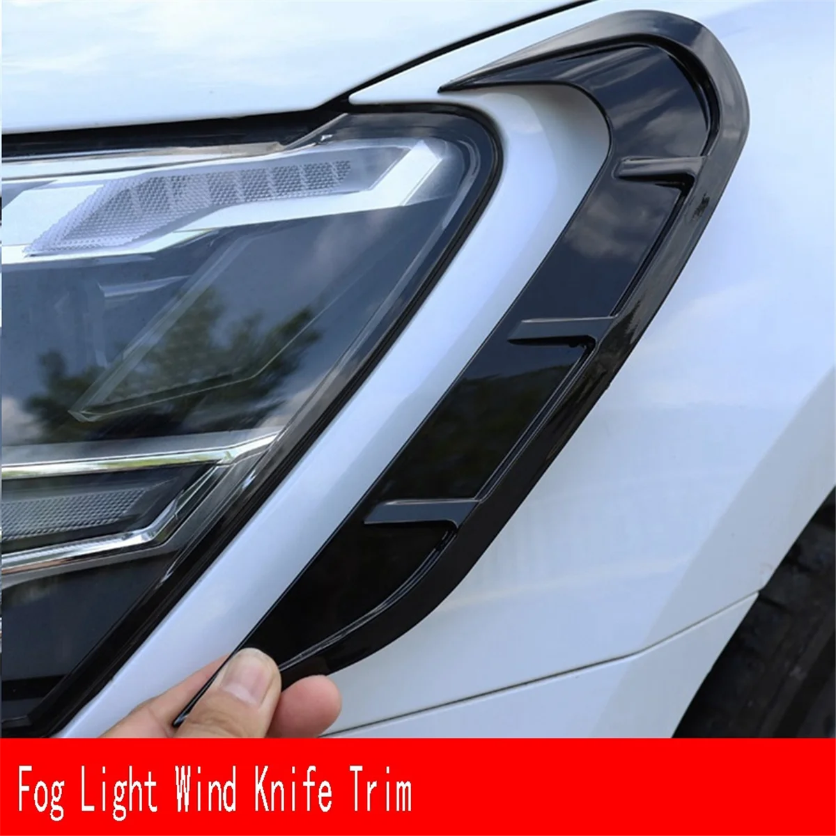 Black Headlight Eyebrow Cover Fog Light Wind Knife Trim for Audi- A3 A3L 2021 2022