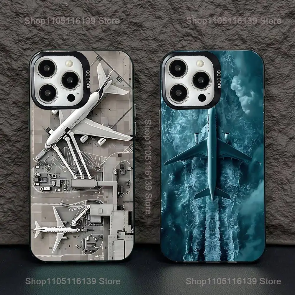 

Airplane Plane Phone Case For iPhone 16,15,14,13,12,11,Pro,XS,Max,Plus,Mini,SE Black Candy Matte Shockproof Cover
