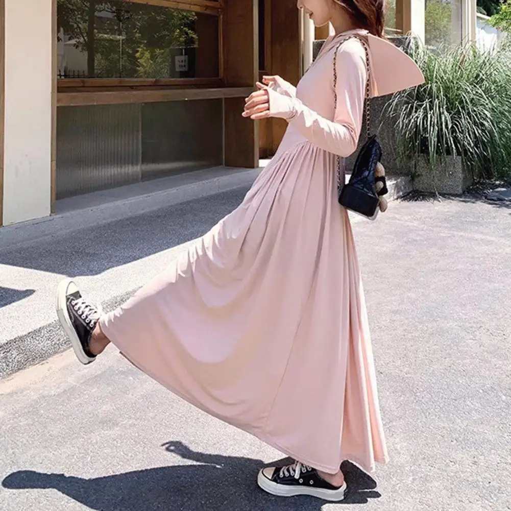 سترة نسائية صيفية للحماية من الشمس معطف بقلنسوة لتبريد الجسم بالكامل ملابس واقية من الشمس بأكمام طويلة ملابس سباحة لتغطية فستان الشاطئ #3