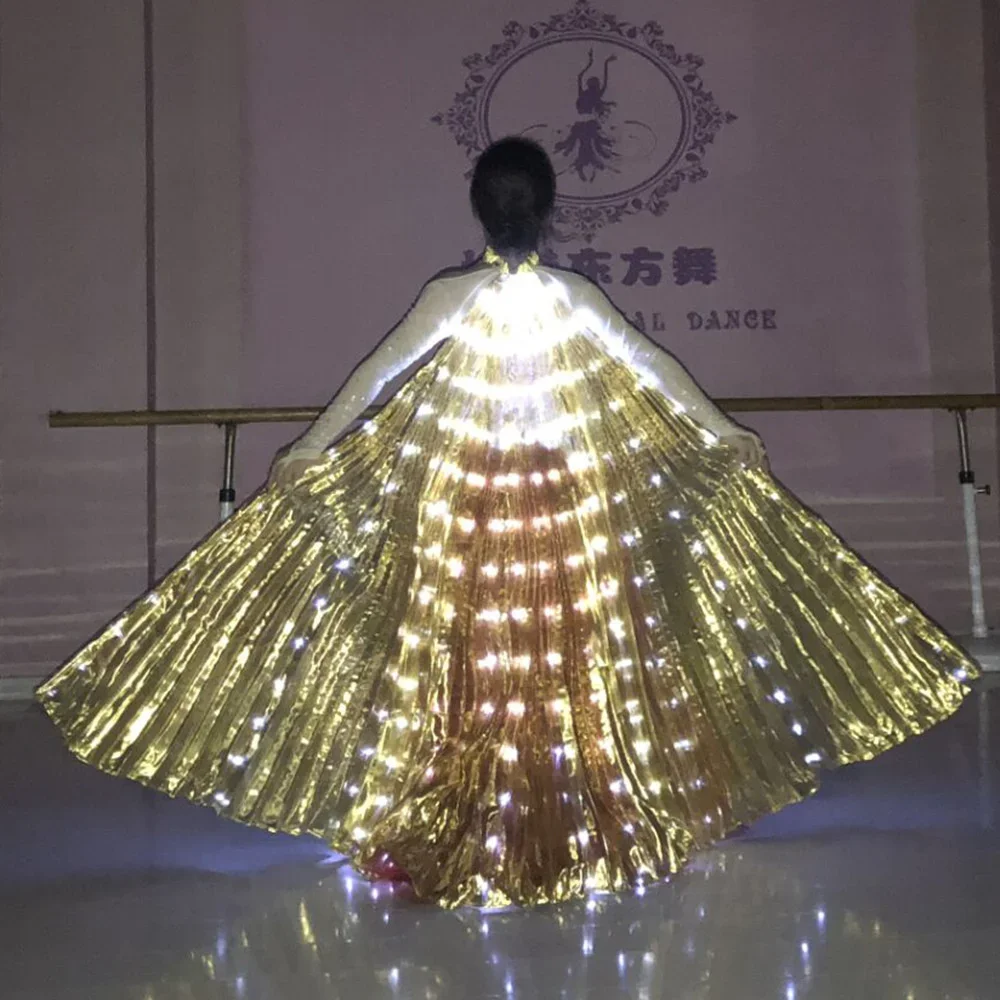 LED Wings Belly Dance สําหรับผู้ใหญ่,การแสดงบนเวที,เรืองแสง Golden Isis ปีก,เครื่องแต่งกาย Carnival, การแสดงสําหรับ Belly เต้นรํา