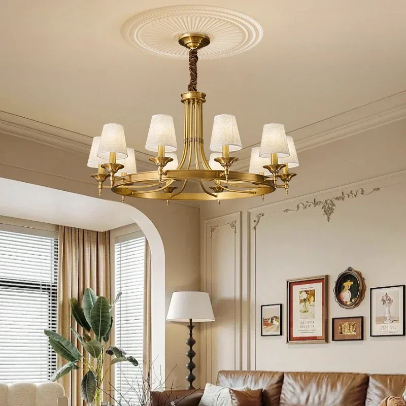 

Retro Brass Pendent Lamp European Luxurious Living Room Dining Room Bedroom Villa Hotel Chandelier Interior Lighting Fixture