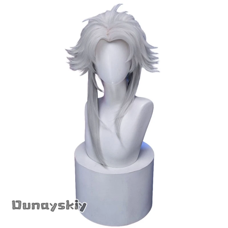 aBAzOS*@Freak Circus Jester Cosplay Wig Hair Widows Peak Messy Top Anime Costume Men Women Pierrot Cosplay Heat Resistant Wig