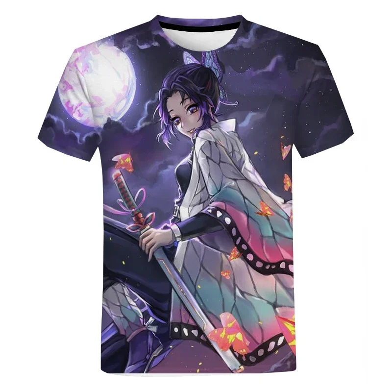 Fashion Casual Harajuku Hip-hop Street T-shirt Summer New Male and Female Demon Killer Kochou Shinobu 3D Printing T-shirt