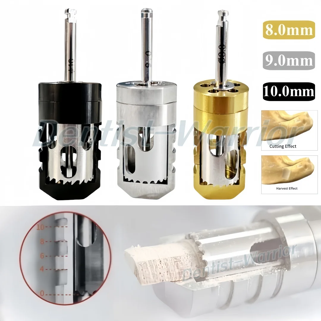 

3Size Dental SLT Half Moon Harvest Drill GBR Bone Collector Drill Trephine Graft Drills ⌀8/9/10mm